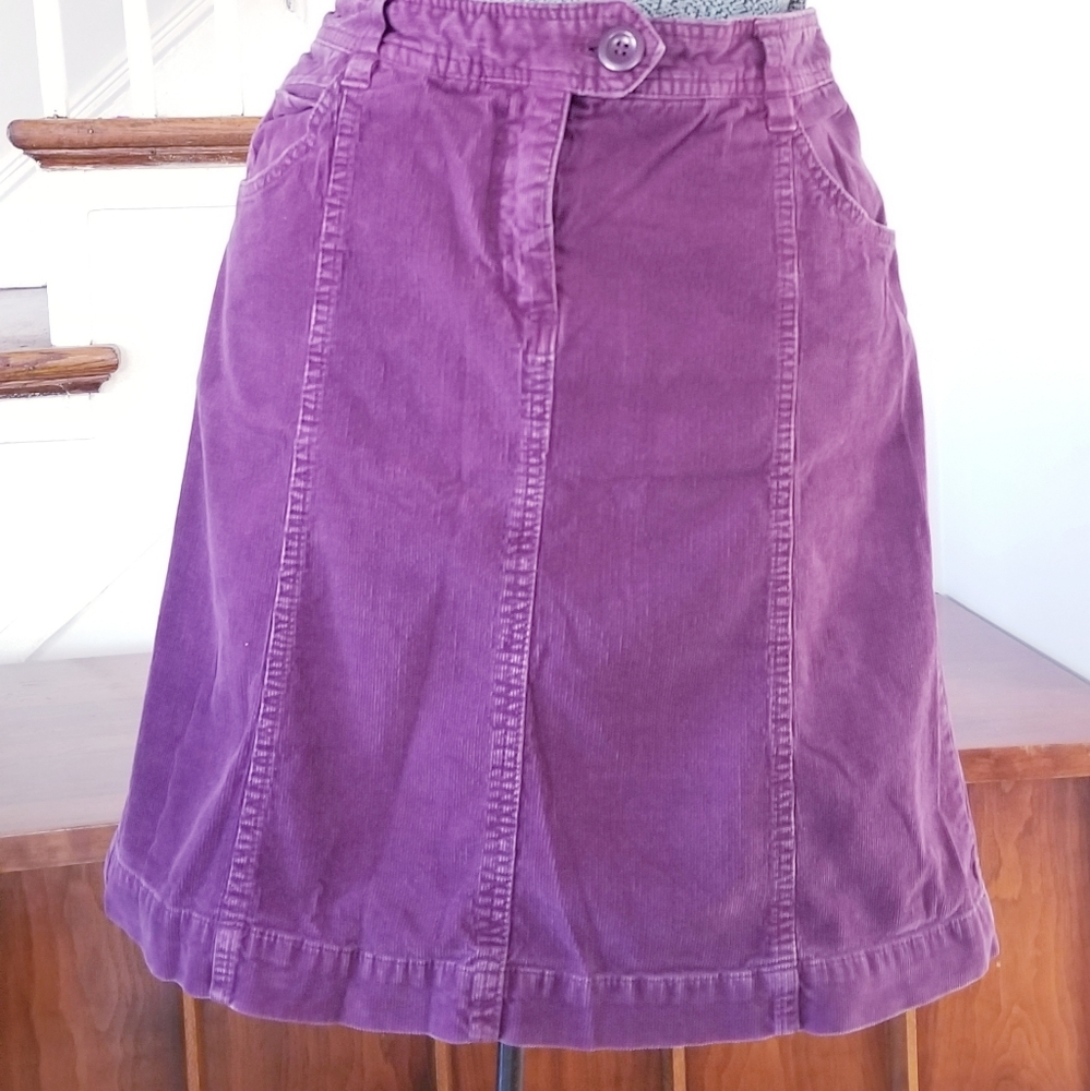 H&M Purple Corduroy a-line knee Skirt sz 12